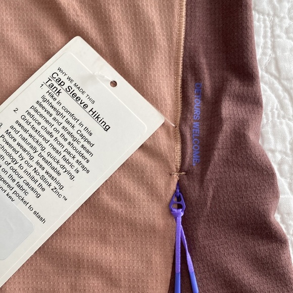 lululemon Cap Sleeve Hiking Top Pink Clay/Dark Oxide Size 4 NWT - Picture 8 of 8